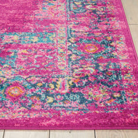 4’ x 6’ Fuchsia and Blue Distressed Area Rug