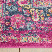 4’ x 6’ Fuchsia and Blue Distressed Area Rug