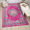 4’ x 6’ Fuchsia and Blue Distressed Area Rug