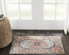 2’ x 3’ Gray and Gold Medallion Scatter Rug