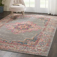 7’ x 10’ Gray and Gold Medallion Area Rug