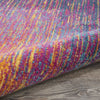 8’ Round Rainbow Abstract Striations Area Rug
