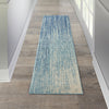 2’ x 6’ Navy and Light Blue Abstract Runner Rug