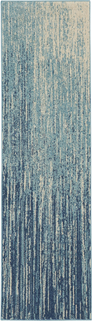 2’ x 6’ Navy and Light Blue Abstract Runner Rug