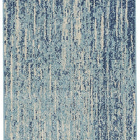 2’ x 10’ Navy and Light Blue Abstract Runner Rug