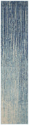 2’ x 10’ Navy and Light Blue Abstract Runner Rug