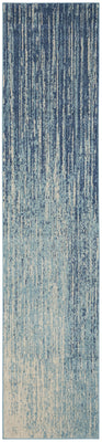 2’ x 10’ Navy and Light Blue Abstract Runner Rug