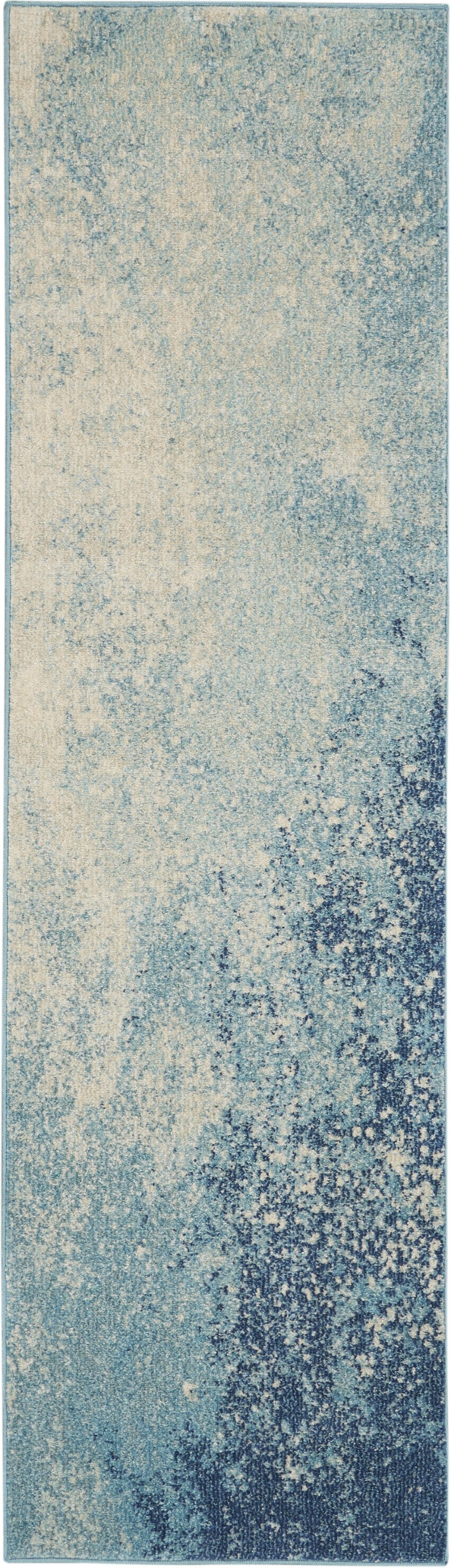 2’ x 8’ Light Blue and Ivory Abstract Sky Runner Rug