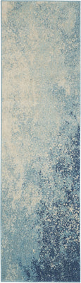 2’ x 8’ Light Blue and Ivory Abstract Sky Runner Rug