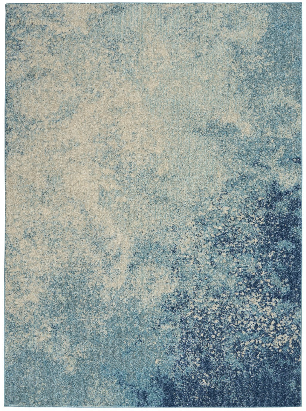5’ x 7’ Light Blue and Ivory Abstract Sky Area Rug