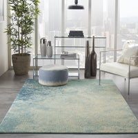 5’ x 7’ Light Blue and Ivory Abstract Sky Area Rug