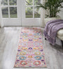 2’ x 6’ Gray and Pink Distressed Runner Rug
