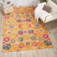 4’ x 6’ Sun Gold and Navy Distressed Area Rug
