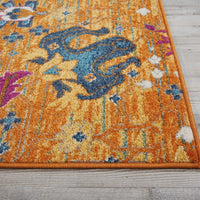 8’ x 10’ Sun Gold and Navy Distressed Area Rug