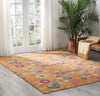 8’ x 10’ Sun Gold and Navy Distressed Area Rug