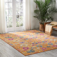 8’ x 10’ Sun Gold and Navy Distressed Area Rug