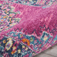 2’ x 8’ Fuchsia and Blue Distressed Runner Rug