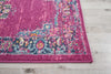 2’ x 8’ Fuchsia and Blue Distressed Runner Rug