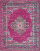 8’ x 10’ Fuchsia and Blue Distressed Area Rug