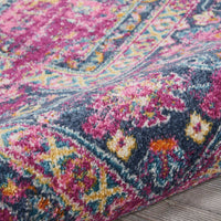 8’ x 10’ Fuchsia and Blue Distressed Area Rug