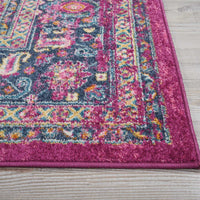 8’ x 10’ Fuchsia and Blue Distressed Area Rug