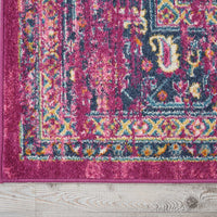 8’ x 10’ Fuchsia and Blue Distressed Area Rug