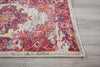 2’ x 3' Ivory and Fuchsia Distressed Scatter Rug