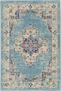 2’x3’ Light Blue Distressed Medallion Scatter Rug