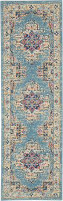 2’x6’ Light Blue Distressed Medallion Runner Rug