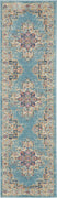 2’x8’ Light Blue Distressed Medallion Runner Rug