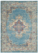 4’x6’ Light Blue Distressed Medallion Area Rug