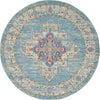 4’ Round Light Blue Distressed Medallion Area Rug