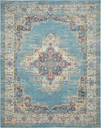 7’x10’ Light Blue Distressed Medallion Area Rug