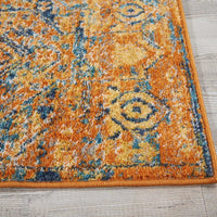 2’ x 3’ Gold and Blue Antique Scatter Rug