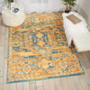 5’ x 7’ Gold and Blue Antique Area Rug