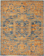 8’ x 10’ Gold and Blue Antique Area Rug