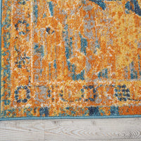 8’ x 10’ Gold and Blue Antique Area Rug