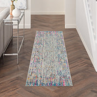 2’ x 10’ Ivory Abstract Striations Runner Rug