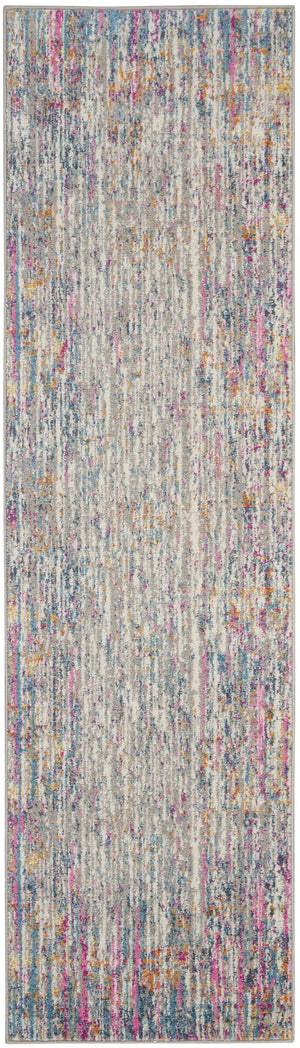 2’ x 10’ Ivory Abstract Striations Runner Rug