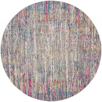 4’ Round Ivory Abstract Striations Area Rug