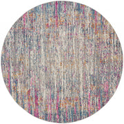 5’ Round Ivory Abstract Striations Area Rug