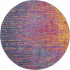 4’ Round Rainbow Abstract Striations Area Rug