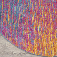 4’ Round Rainbow Abstract Striations Area Rug