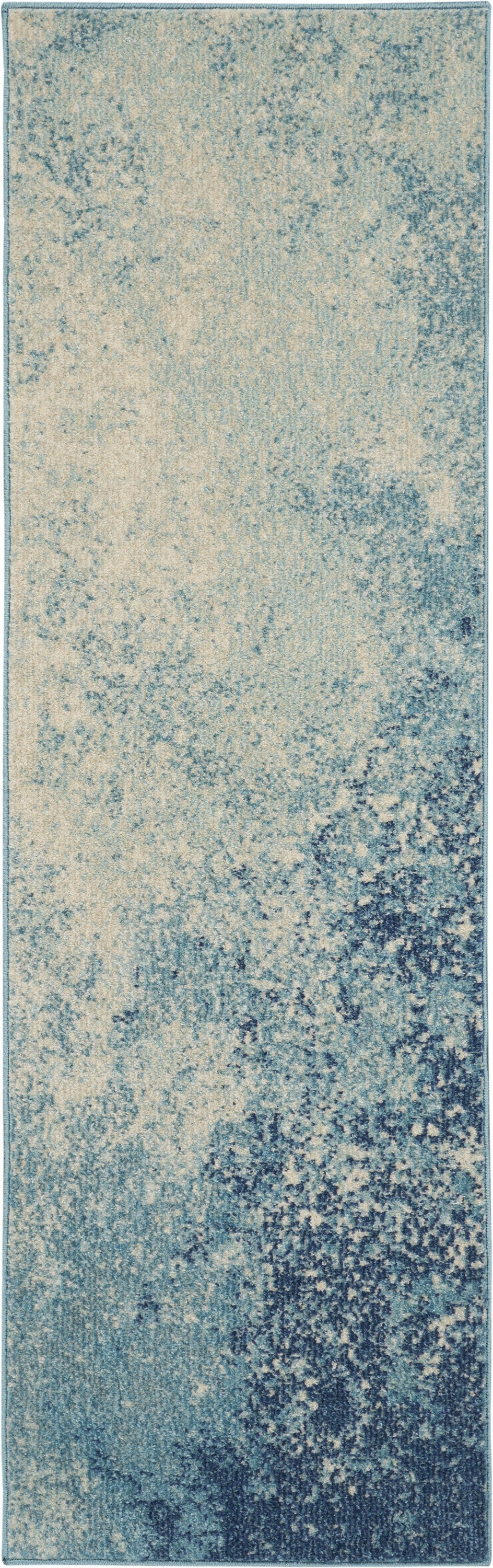 2’ x 6’ Light Blue and Ivory Abstract Sky Runner Rug