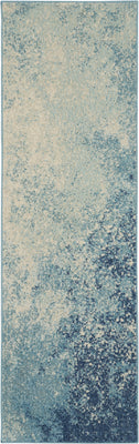 2’ x 6’ Light Blue and Ivory Abstract Sky Runner Rug