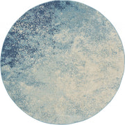 4’ Round Light Blue and Ivory Abstract Sky Area Rug
