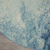 4’ Round Light Blue and Ivory Abstract Sky Area Rug