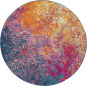 5’ Round Abstract Brights Sunburst Area Rug