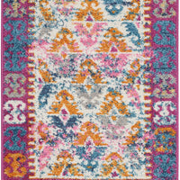 2’ x 3’ Ivory and Magenta Tribal Pattern Scatter Rug