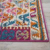 2’ x 3’ Ivory and Magenta Tribal Pattern Scatter Rug